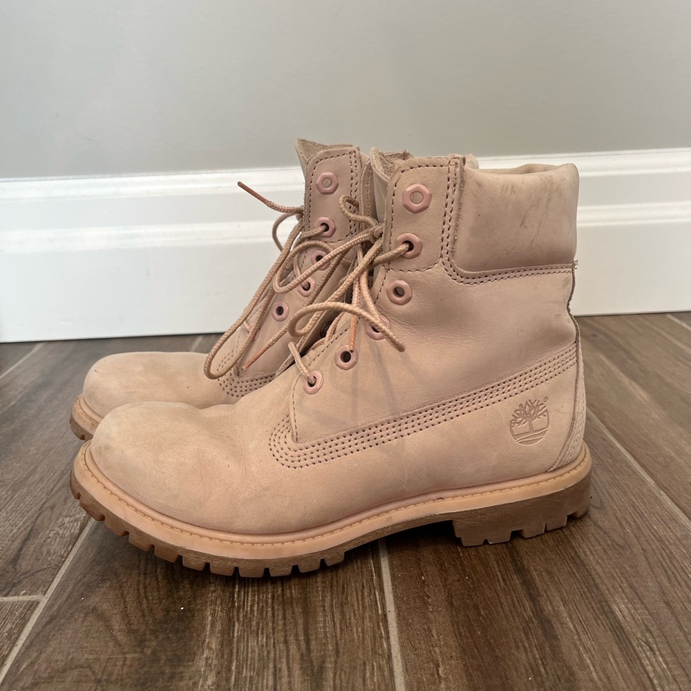 Light pink timberland boots